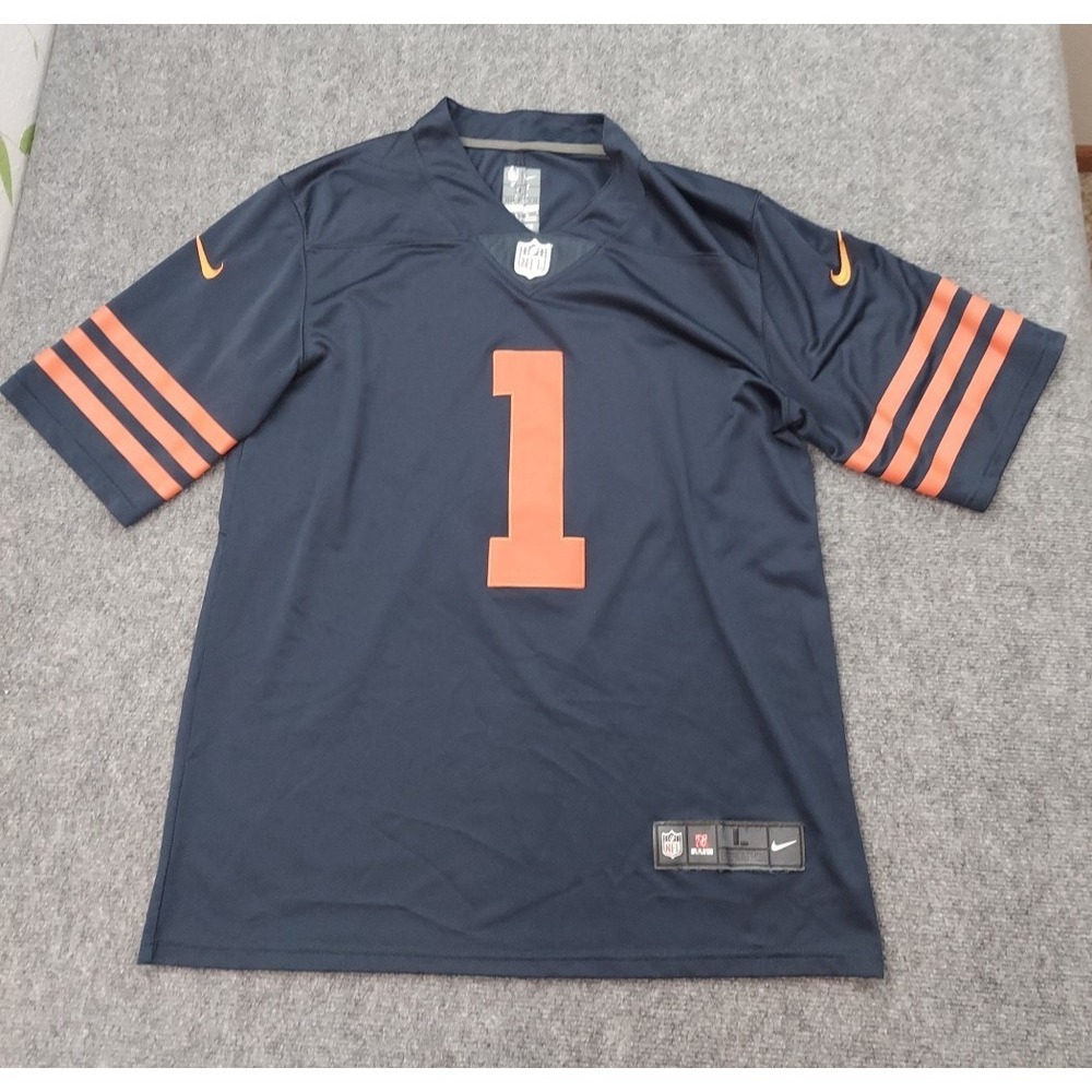 Chicago Bears Justin Fields‎ Nike NFL Jersey Mens Large #1 Blue Swoosh